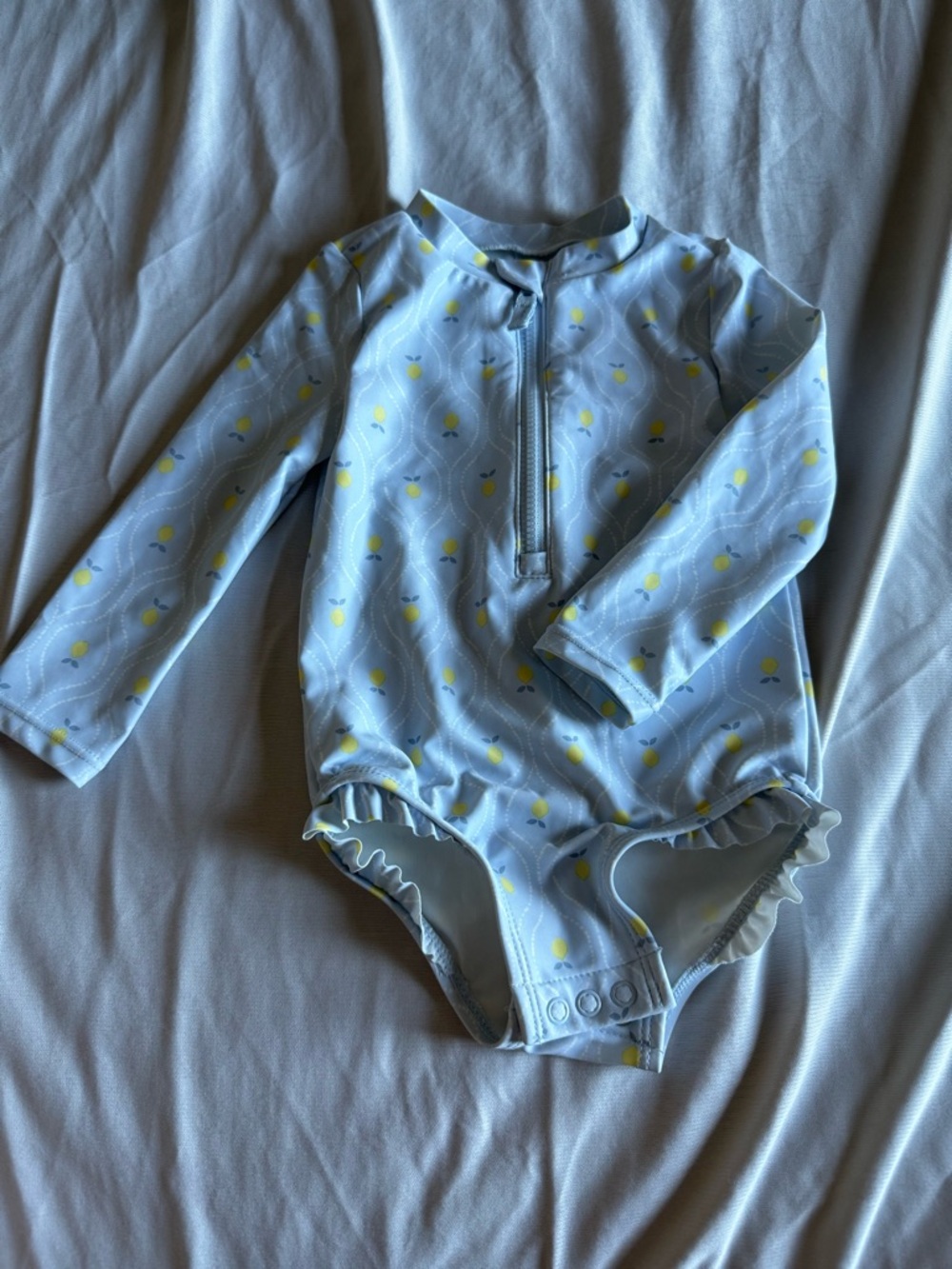 Carter's Light Blue Long-Sleeve Lemon Print Swinsuit